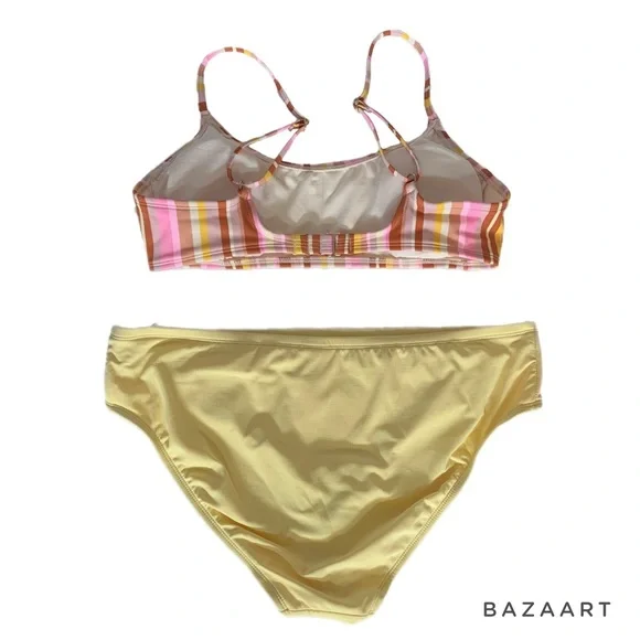 Xhilaration Striped Bralette Bikini Top & Xhilaration Yellow Bikini Bottom - Picture 5 of 7